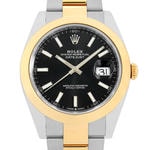 デイトジャスト41　素材　ブライトブラック　オイスター（3列リンク）