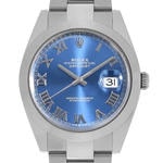 デイトジャスト41　素材　アズーロ ブルー　オイスター（3列リンク）