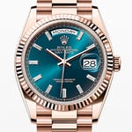 デイデイト36　素材　ダイヤモンド入りブルーグリーン　プレジデント、半円型リンク（3列）