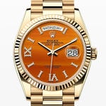 デイデイト36　素材　ダイヤモンド入りカーネリアン　プレジデント、半円型リンク（3列）