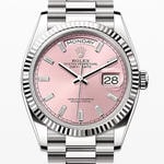 デイデイト36　素材　ダイヤモンド入りピンク　プレジデント、半円型リンク（3列）