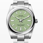 オイスターパーペチュアル34　素材　ピスタチオ　オイスター（3列リンク）