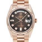 デイデイト36　素材　ダイヤモンド入りブラウンオンブレ　プレジデント、半円型リンク（3列）