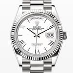 デイデイト36　素材　ホワイト　プレジデント、半円型リンク（3列）