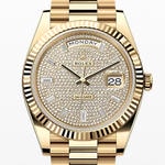 デイデイト40　素材　パヴェダイヤモンド入り　プレジデント、半円型リンク（3列）