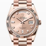 デイデイト36　素材　ダイヤモンド入りロゼカラー　プレジデント、半円型リンク（3列）