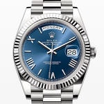 デイデイト40　素材　ブライトブルー　プレジデント、半円型リンク（3列）