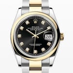 デイトジャスト36　素材　ダイヤモンド入りブライトブラック　オイスター（3列リンク）