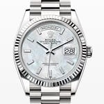 デイデイト36　素材　ダイヤモンド入りホワイトマザーオブパール　プレジデント、半円型リンク（3列）