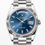 デイデイト36　素材　ダイヤモンド入りブライトブルー　プレジデント、半円型リンク（3列）