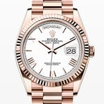 デイデイト36　素材　ホワイト　プレジデント、半円型リンク（3列）