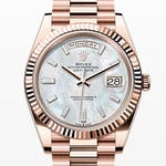 デイデイト40　素材　ダイヤモンド入りホワイトマザーオブパール　プレジデント、半円型リンク（3列）