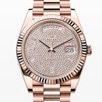 デイデイト40　素材　パヴェダイヤモンド入り　プレジデント、半円型リンク（3列）