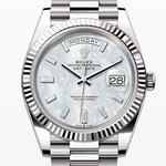 デイデイト40　素材　ダイヤモンド入りホワイトマザーオブパール　プレジデント、半円型リンク（3列）