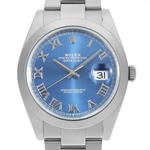 デイトジャスト41　素材　ブライトブルー　オイスター（3列リンク）