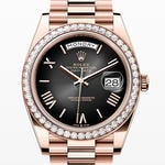 デイデイト40　素材　ブライトブラック　プレジデント、半円型リンク（3列）