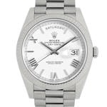 デイデイト40　素材　ホワイト　プレジデント、半円型リンク（3列）