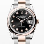 デイトジャスト36　素材　ダイヤモンド入りブライトブラック　オイスター（3列リンク）