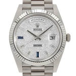 デイデイト40　素材　パヴェダイヤモンド＆サファイア入り　プレジデント、半円型リンク（3列）