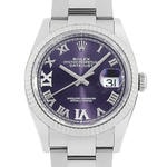 デイトジャスト36　素材　ダイヤモンド入りオーベルジーヌ　オイスター（3列リンク）