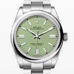 オイスターパーペチュアル41　素材　ピスタチオ　オイスター（3列リンク）