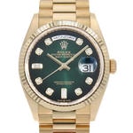 デイデイト36　素材　ダイヤモンド入りグリーンオンブレ　プレジデント、半円型リンク（3列）