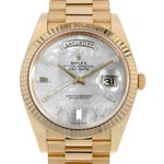 デイデイト40　素材　ダイヤモンド入りホワイトマザーオブパール　プレジデント、半円型リンク（3列）