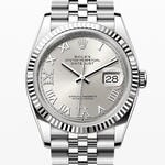 デイトジャスト36　素材　ダイヤモンド入りシルバー　オイスター（3列リンク）