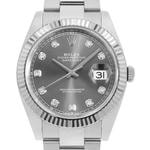 デイトジャスト41　素材　ダイヤモンド入りスレート　オイスター（3列リンク）