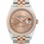 デイトジャスト36　素材　ダイヤモンド入りロゼカラー　オイスター（3列リンク）