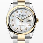 デイトジャスト36　素材　ダイヤモンド入りホワイトマザーオブパール　オイスター（3列リンク）