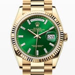 デイデイト36　素材　ダイヤモンド入りブライトグリーン　プレジデント、半円型リンク（3列）