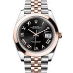 デイトジャスト41ステンレススティール＆エバーローズゴールドブライトブラックジュビリー（5列リンク）
