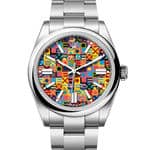 オイスターパーペチュアル41ステンレススティールマルチカラー、ジュビリーモチーフオイスター（3列リンク）