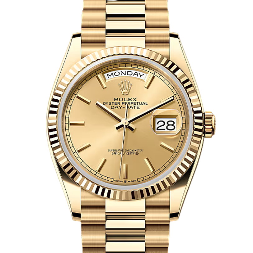 デイデイト36　素材　シャンパンカラー　プレジデント、半円型リンク（3列）