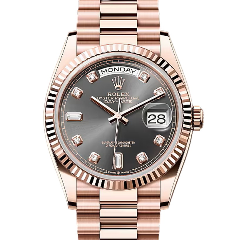 デイデイト36　素材　ダイヤモンド入りスレート　プレジデント、半円型リンク（3列）