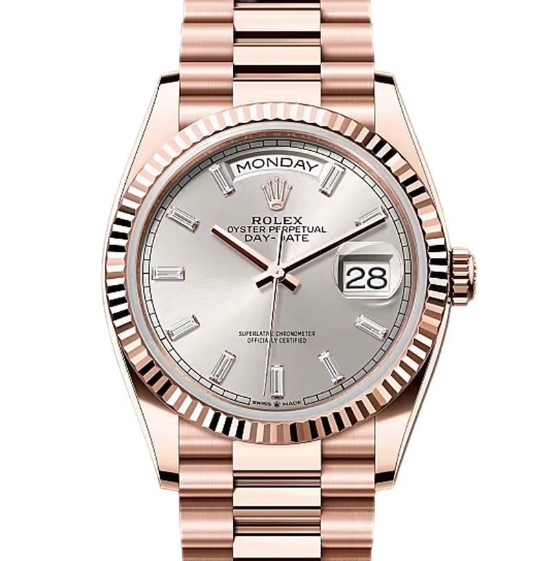 デイデイト36　素材　ダイヤモンド入りシルバー　プレジデント、半円型リンク（3列）