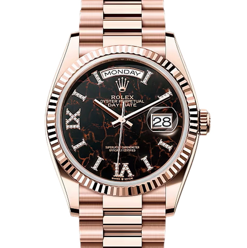 デイデイト36　素材　ダイヤモンド入りアイゼンキーゼル　プレジデント、半円型リンク（3列）