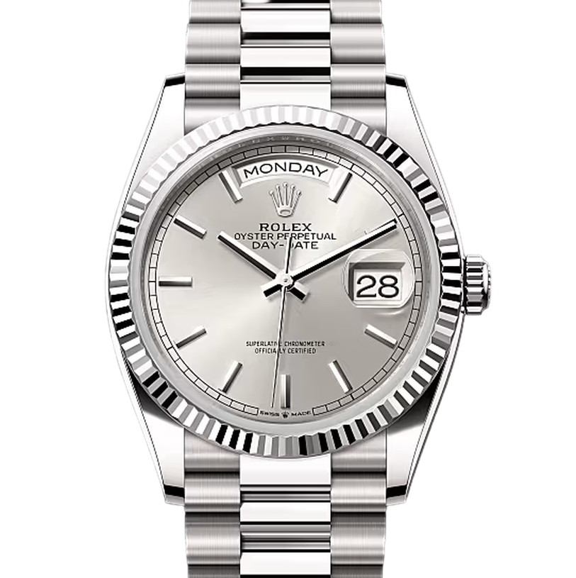 デイデイト36　素材　シルバー　プレジデント、半円型リンク（3列）