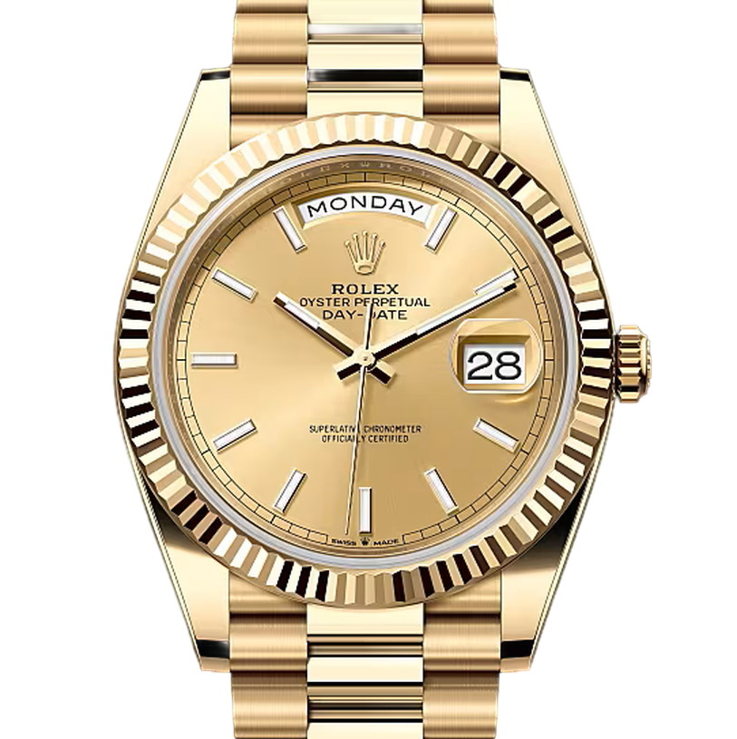 デイデイト40　素材　シャンパンカラー　プレジデント、半円型リンク（3列）