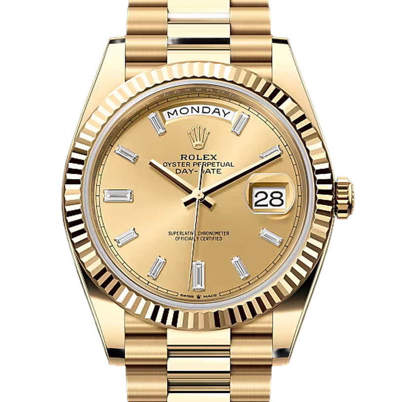 デイデイト40　素材　ダイヤモンド入りシャンパンカラー　プレジデント、半円型リンク（3列）