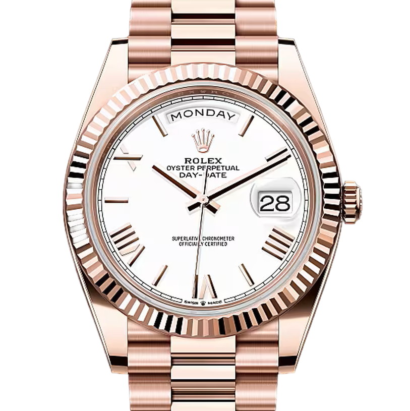 デイデイト40　素材　ホワイト　プレジデント、半円型リンク（3列）