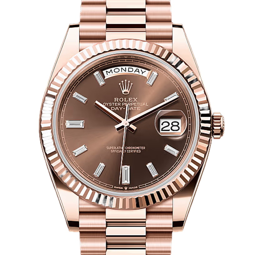 デイデイト40　素材　ダイヤモンド入りチョコレート　プレジデント、半円型リンク（3列）