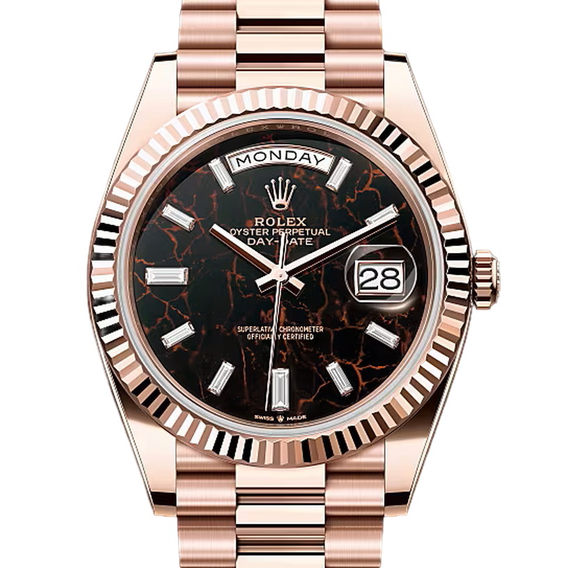 デイデイト40　素材　ダイヤモンド入りアイゼンキーゼル　プレジデント、半円型リンク（3列）