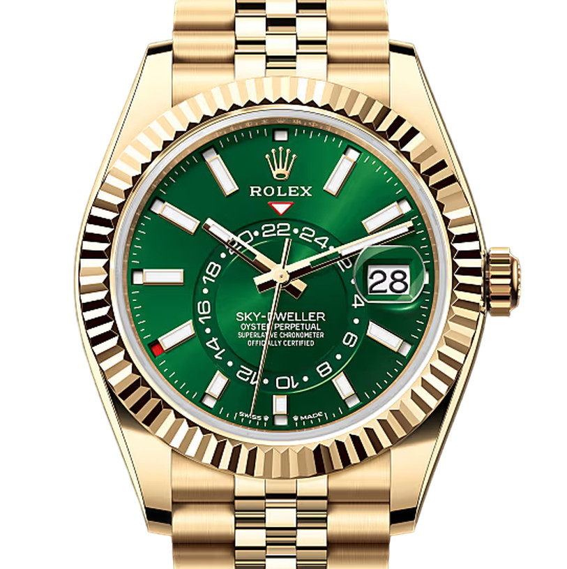 スカイドゥエラー　素材　ブライトグリーン　ジュビリー、5列リンク