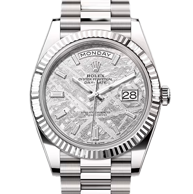 デイデイト40　素材　ダイヤモンド入りメテオライト　プレジデント、半円型リンク（3列）