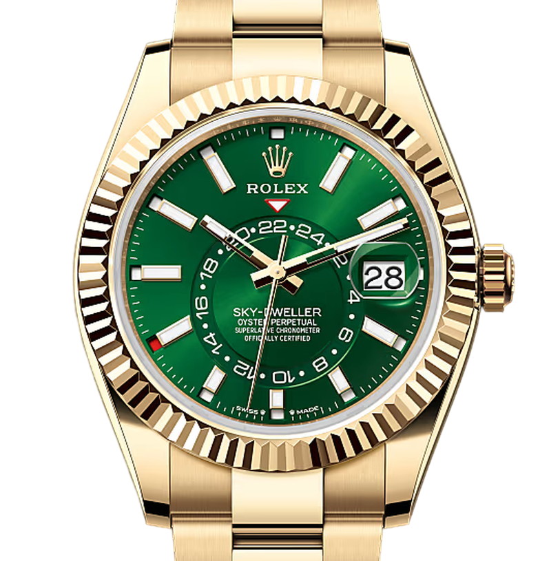 スカイドゥエラー　素材　ブライトグリーン　オイスター（3列リンク）