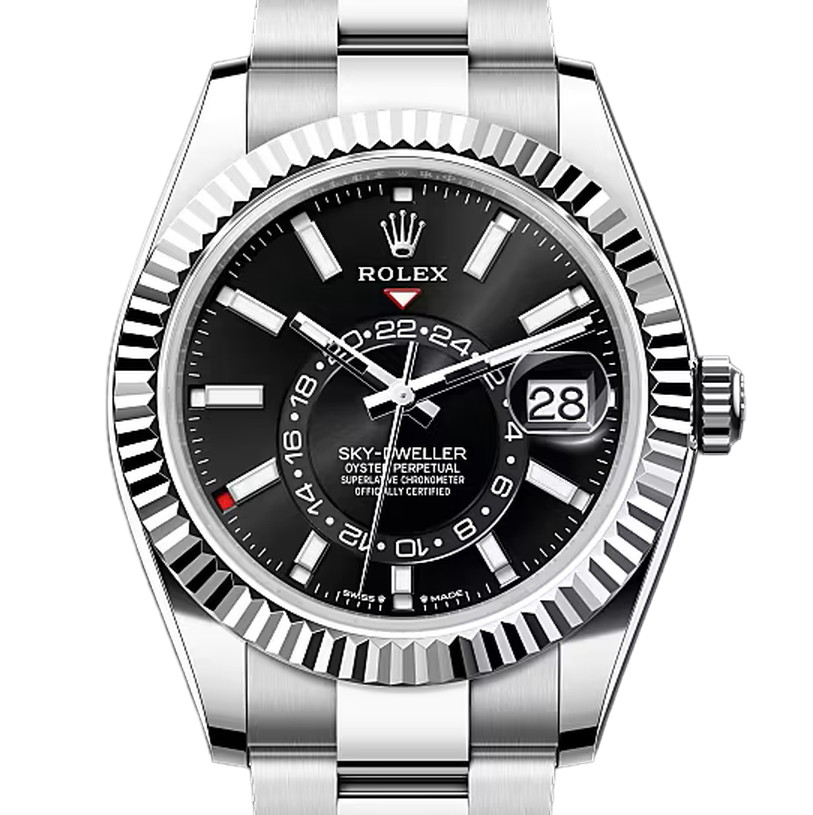 スカイドゥエラー　素材　ブライトブラック　オイスター（3列リンク）