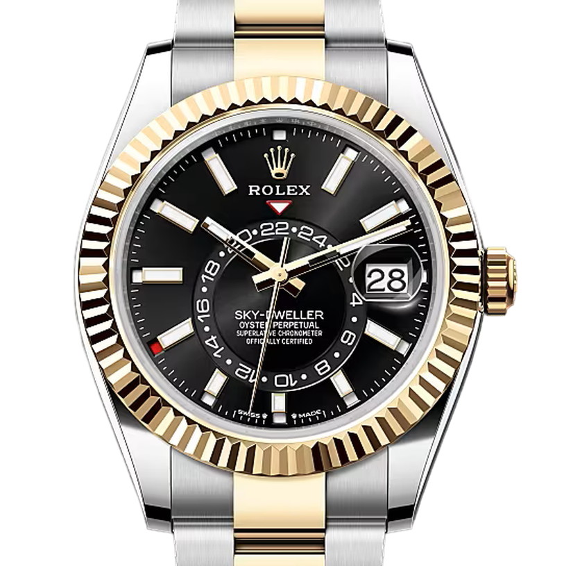 スカイドゥエラー　素材　ブライトブラック　オイスター（3列リンク）