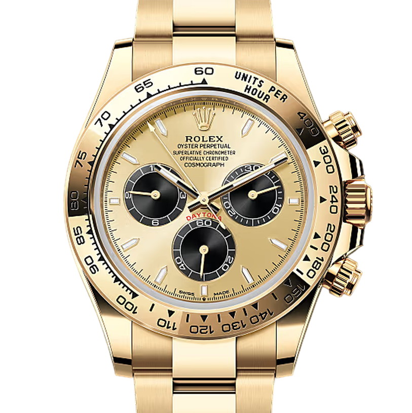 コスモグラフデイトナ　素材　ゴールデン＆ブライトブラック　オイスター（3列リンク）